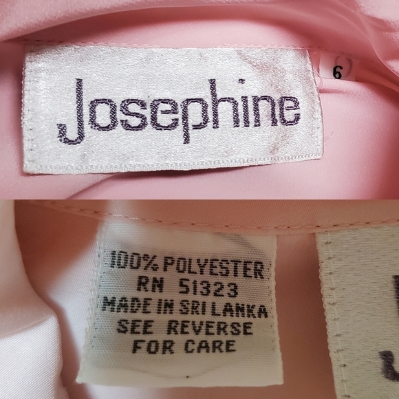 Vintage Josephine Pastel Pink Floral Satin Vest Lavallière Button Up Blouse Set - Picture 16 of 16